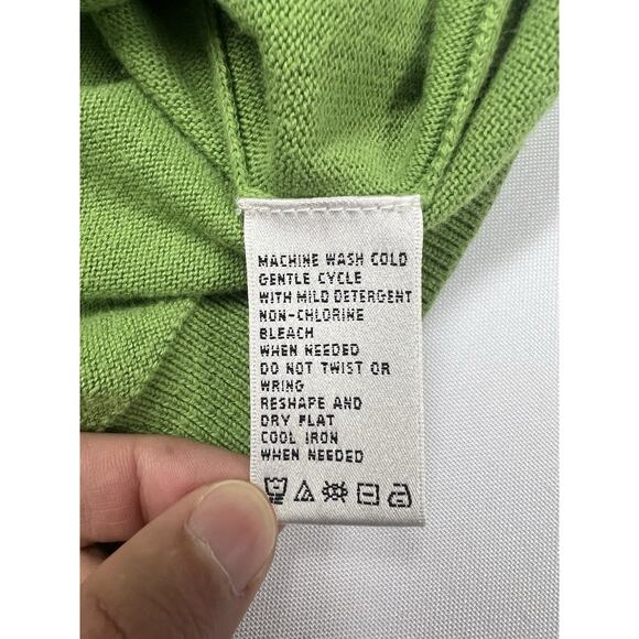 AUGUST SILK Cardigan Sweater Womens Large Green Argyle Knit Button-Up 3/4 Sleeve - Picture 6 of 7